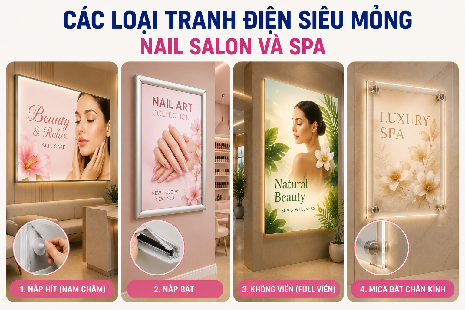 Các loại tranh điện siêu mỏng nail salon và spa được ưa chuộng nhất