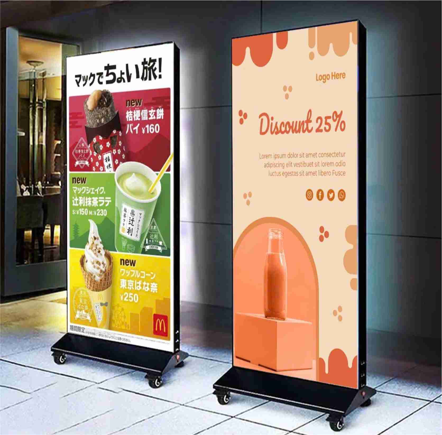Hộp đèn siêu mỏng chân đứng có bánh xe