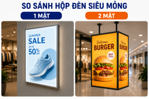 So sánh hộp đèn siêu mỏng 1 mặt và 2 mặt